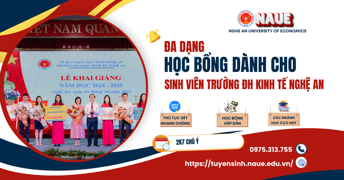 Trường Đại học Kinh tế Nghệ An: Đa dạng học bổng hỗ trợ, khuyến khích sinh viên trong học tập