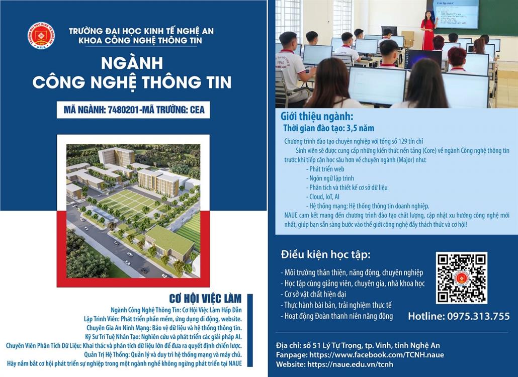 Các thông tin Ngành Công nghệ thông tin -  Đại học Kinh tế Nghệ An năm 2024.