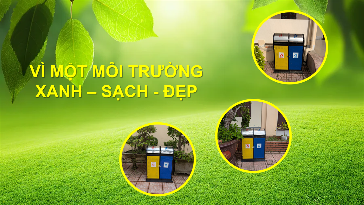 Trường Đại học Kinh tế Nghệ An trang bị thêm các thùng rác nhằm đảm bảo giữ gìn môi trường xanh - sạch - đẹp