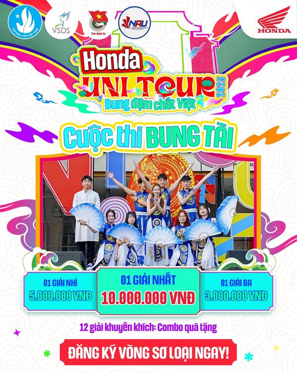 SINH VIÊN KHOA KINH TẾ – QTKD ĐÃ SẴN SÀNG “BÙNG NỔ CHẤT RIÊNG” CHƯA?  CUỘC THI TÌM KIẾM TÀI NĂNG ÂM NHẠC & VŨ ĐẠO – HONDA UNI TOUR 2025 ĐÃ CHÍNH THỨC GÕ CỬA NAU!