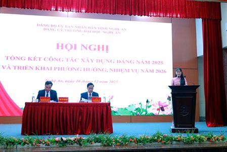 Đảng bộ Trường Đại học Nghệ An tổ chức Hội nghị tổng kết công tác xây dựng Đảng năm 2025, triển khai phương hướng, nhiệm vụ năm 2026