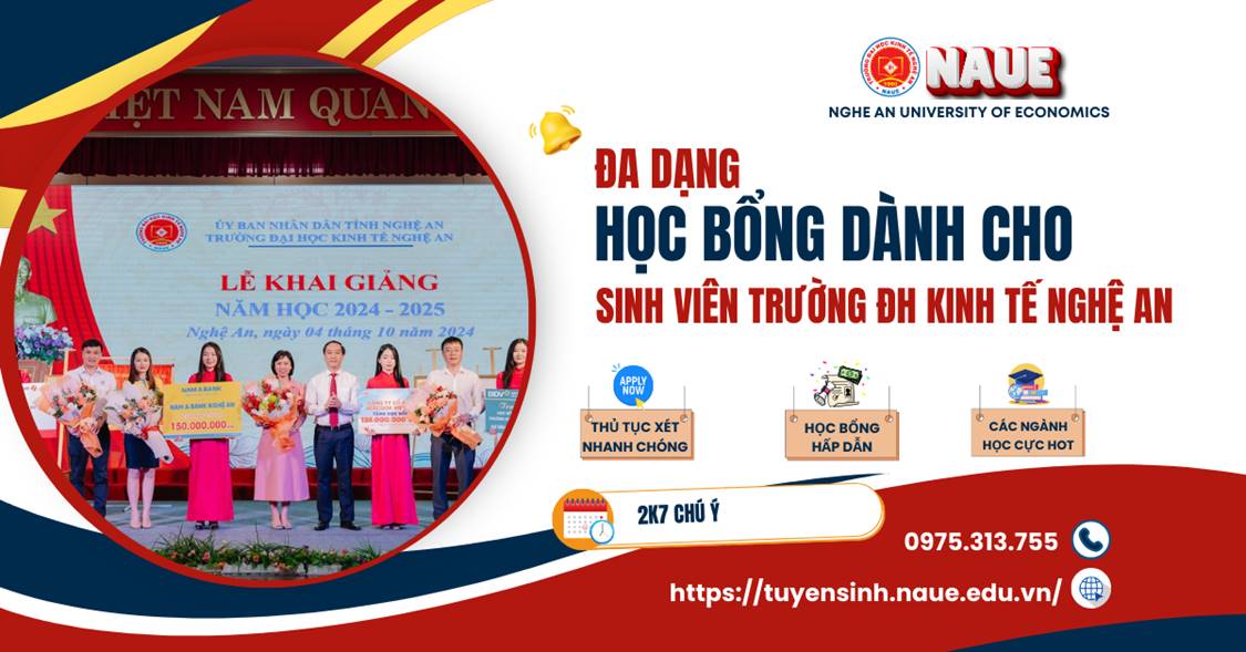 Trường Đại học Kinh tế Nghệ An: Đa dạng học bổng hỗ trợ, khuyến khích sinh viên trong học tập