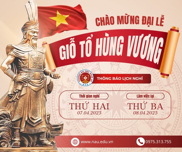 Trường Đại học Nghệ An thông báo nghỉ Lễ Giỗ tổ Hùng Vương (10/3 âm lịch) 