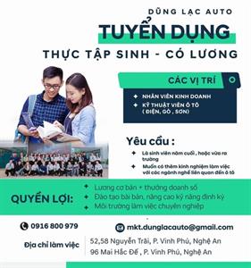 DŨNG LẠC AUTO tuyển dụng thực tập sinh